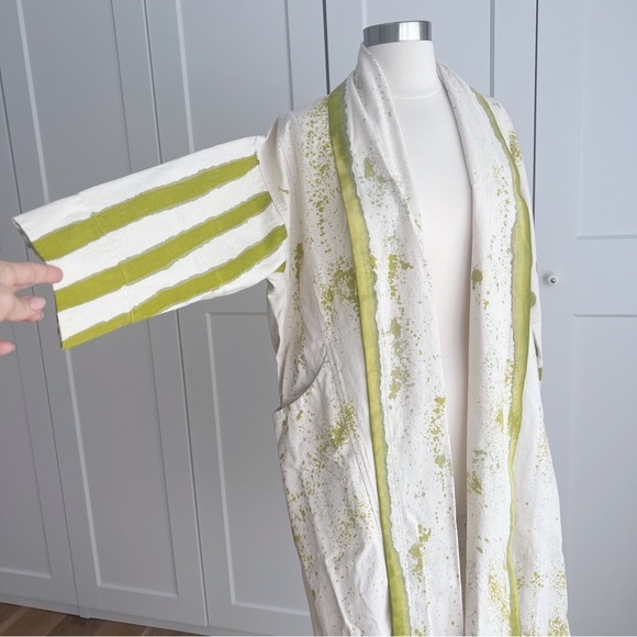 ELIZABETH SUZANN CLYDE JACKET TRENCH HANDPAINTED UPCYCLED COTTON CANVAS XXS/XS - Picture 4 of 14